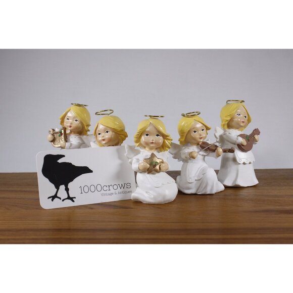 1990s Angel orchestra Christmas figurines, Angel musicians holiday home decor - Picture 3 of 10